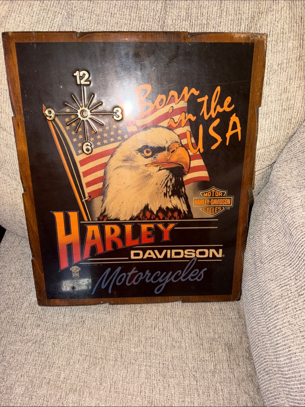 Vintage 1986 Harley-Davidson Wooden Wall Clock - needs new clock mechanism